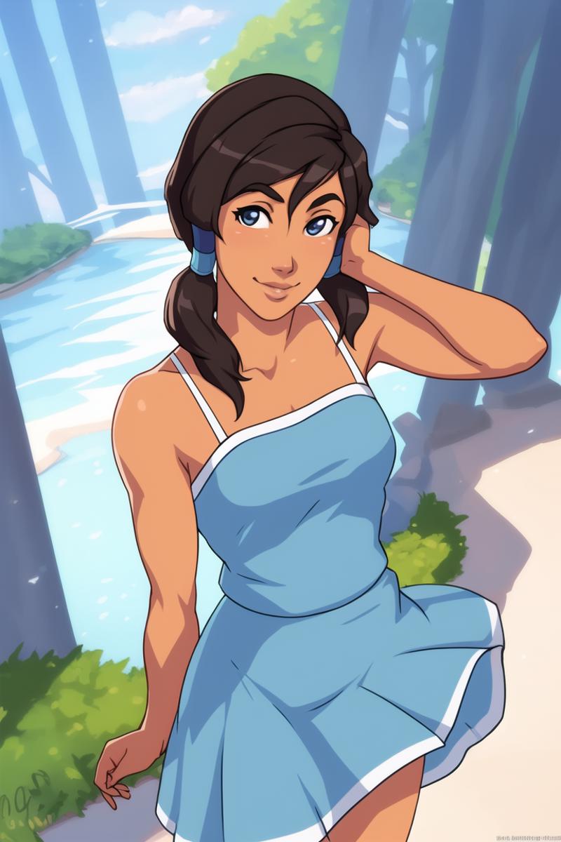 41847-2581598327-Korra, the Avatar and master of all four elements, depicted in a casual and relaxed pose wearing a sundress. The sundress should.png